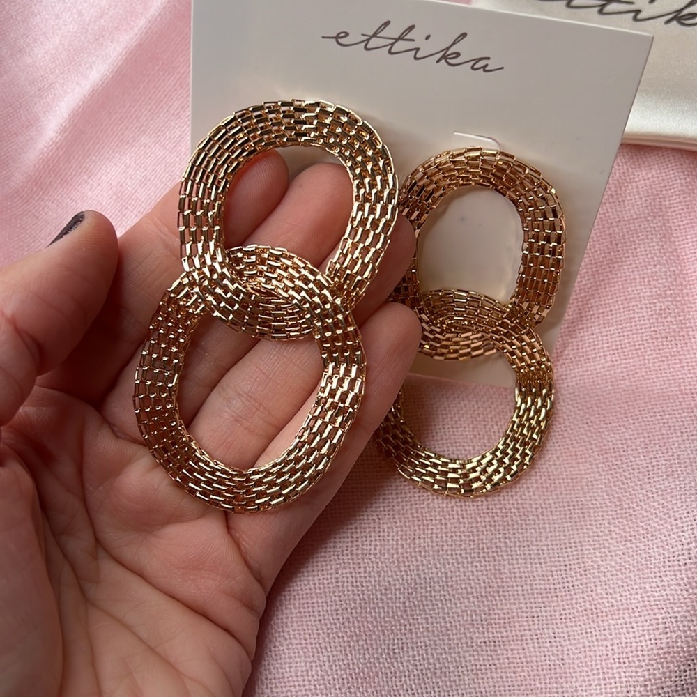 Ettika double hope chain link flexiblee gold studs earrings brand new - Picture 5 of 10